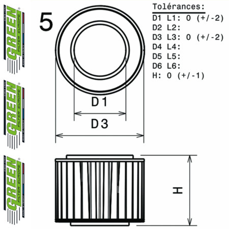 Filtre à air sport GREEN FILTER pour RENAULT TWINGO I