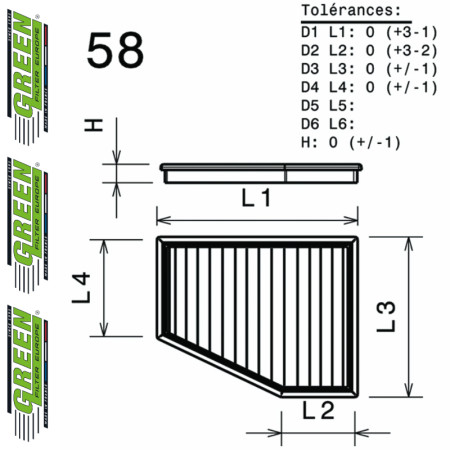 Filtre à air sport GREEN FILTER pour VOLVO XC70 II