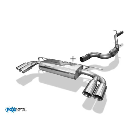 Catback avec silencieux arrière duplex sport 100% inox FOX EXHAUST SYSTEMS 2x90mm type 25 pour AUDI A3 QUATTRO TYPE 8V (S-Line)