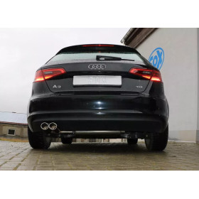 Silencieux arrière sport 100% inox FOX EXHAUST SYSTEMS 2x88x74mm type 32 pour AUDI A3 SPORTBACK TYPE 8V