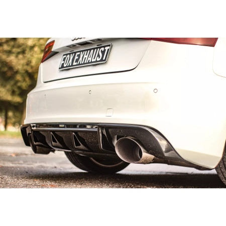 Silencieux arrière duplex sport 100% inox FOX EXHAUST SYSTEMS 1x160x130mm type 38 pour AUDI A3 SPORTBACK QUATTRO TYPE 8V