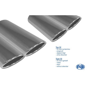 Silencieux arrière duplex sport 100% inox FOX EXHAUST SYSTEMS 2x115x85mm type 32 pour AUDI A3 TYPE GY