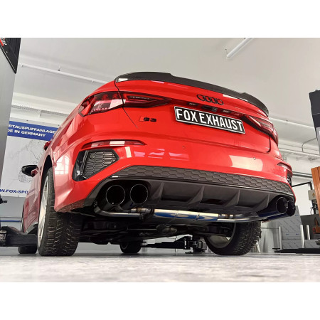 Silencieux arrière duplex sport + tube liaison FAP 100% inox FOX EXHAUST SYSTEMS 2x100 type 25 (noir) pour AUDI S3 TYPE GY