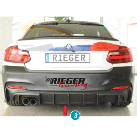 Diffuseur de pare-chocs arrière "noir brillant" Rieger Tuning BMW SÉRIE 2 TYPE F22/F23 (silencieux 2x70mm)